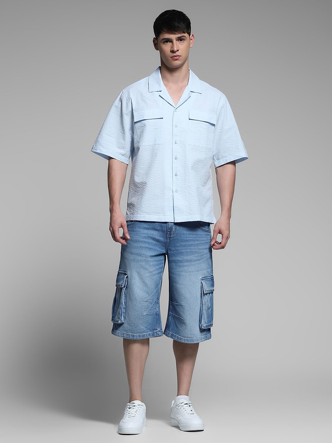 Sky Blue Oversized Cotton Shirt