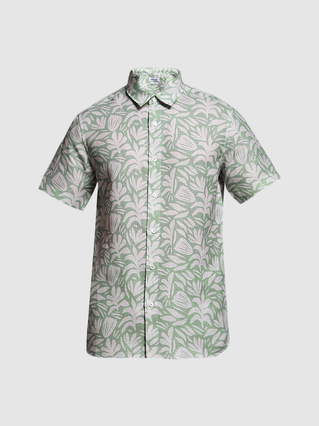 Green Printed Short Sleeves Shirt