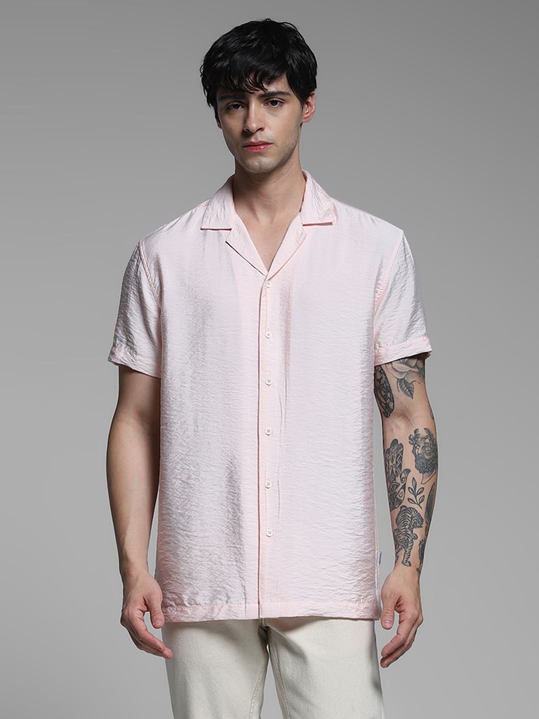 Light Pink Viscose Comfort Fit Shirt