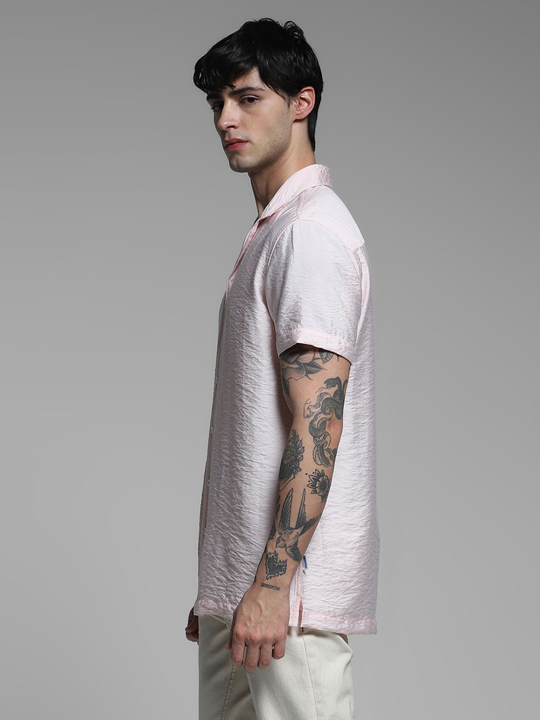 Light Pink Viscose Comfort Fit Shirt
