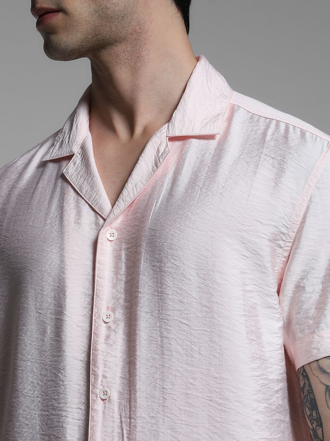Light Pink Viscose Comfort Fit Shirt