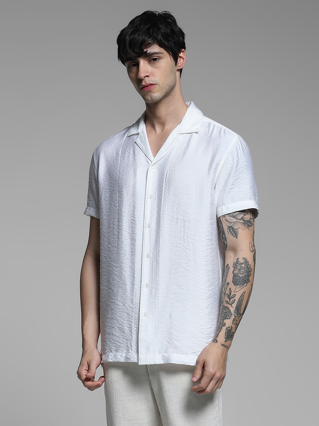 White Viscose Comfort Fit Shirt