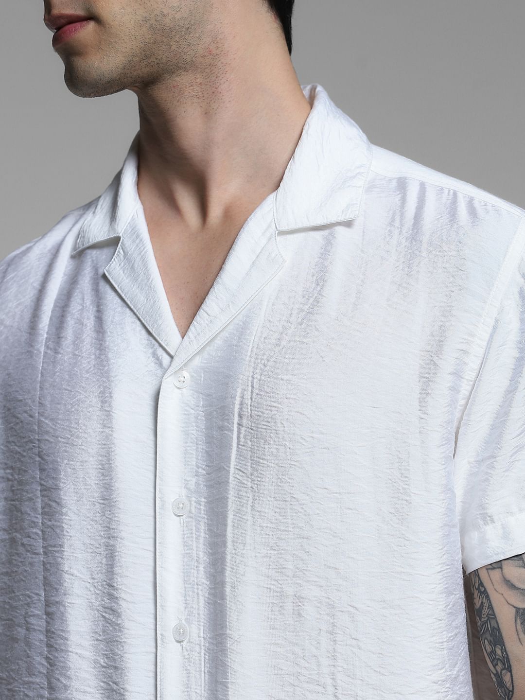 White Viscose Comfort Fit Shirt