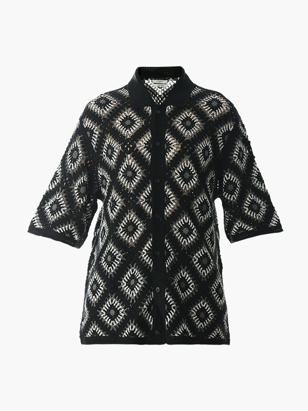 Black Knitted Crochet Oversized Shirt