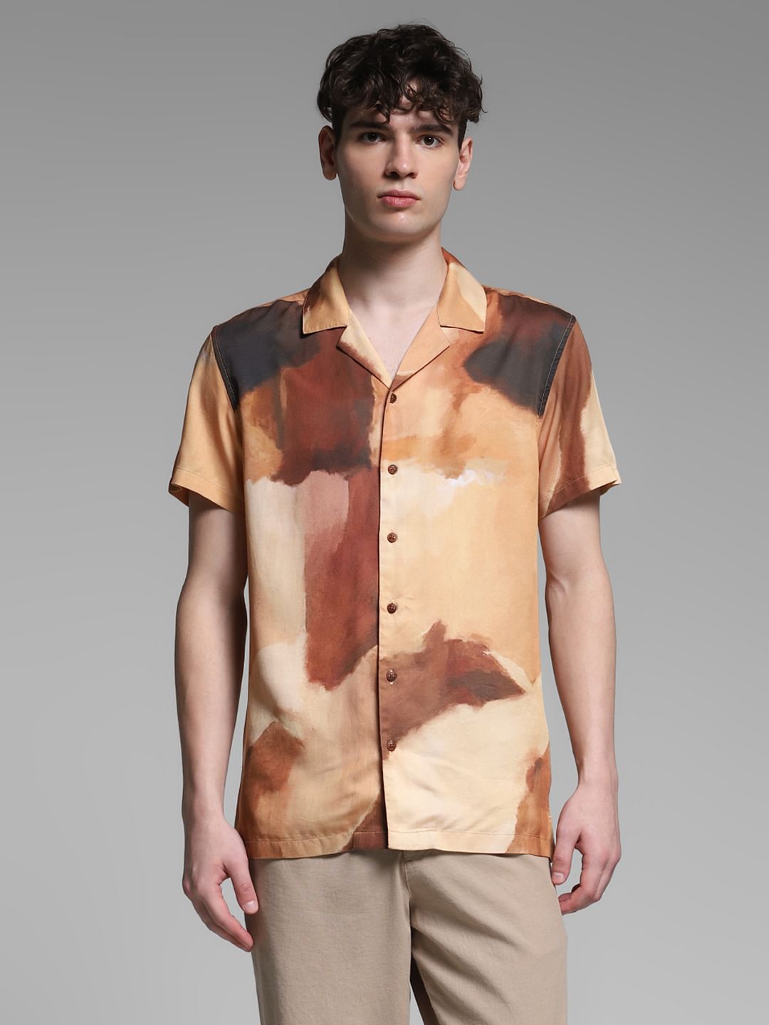 Brown Printed Lyocell Shirt