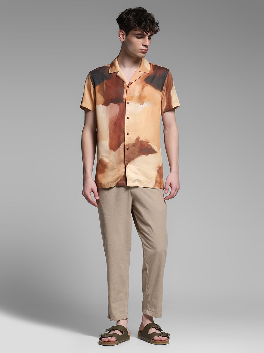 Brown Printed Lyocell Shirt