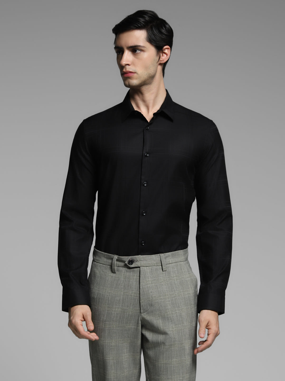 Black Check Print Cotton Shirt