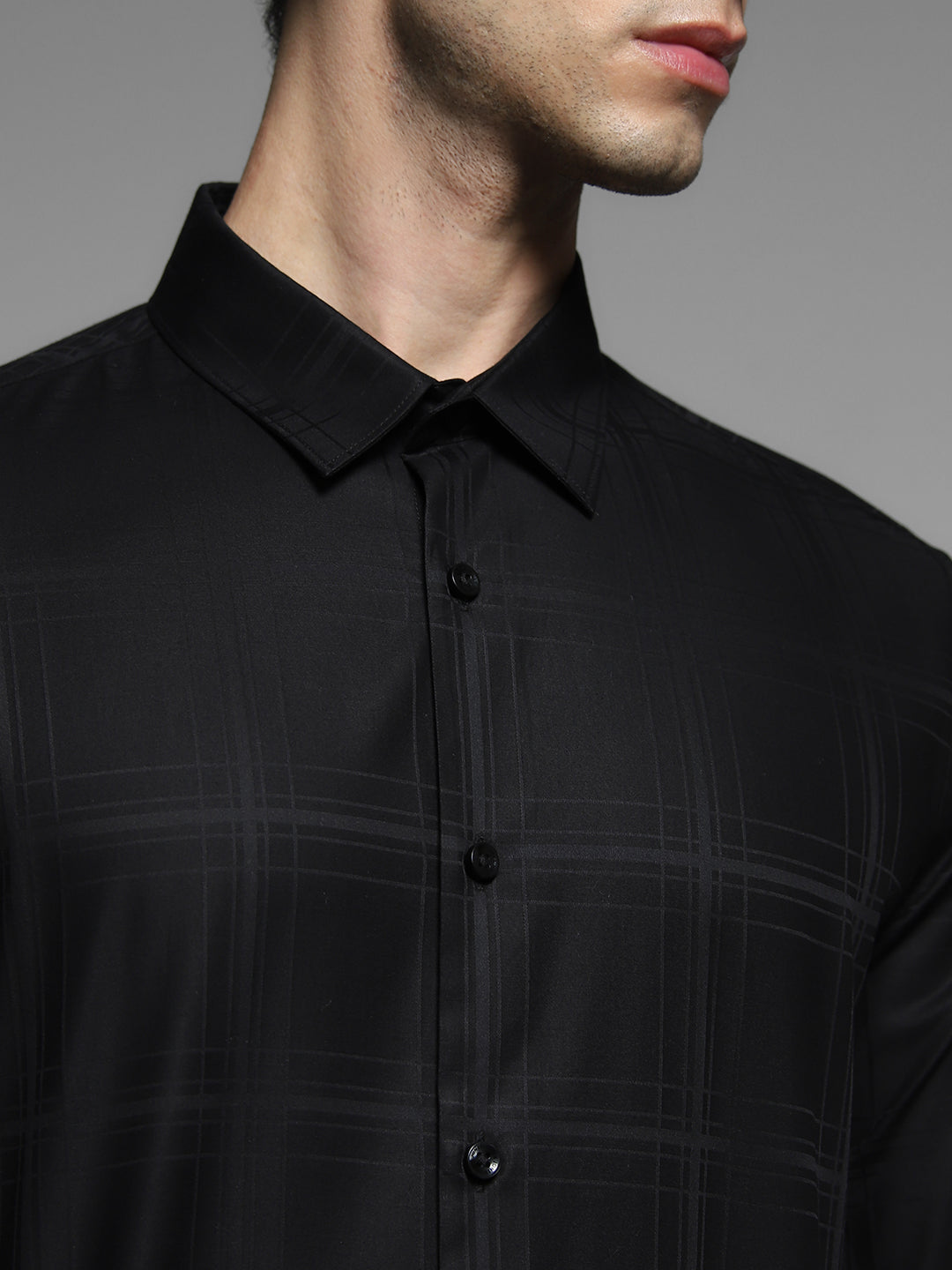 Black Check Print Cotton Shirt