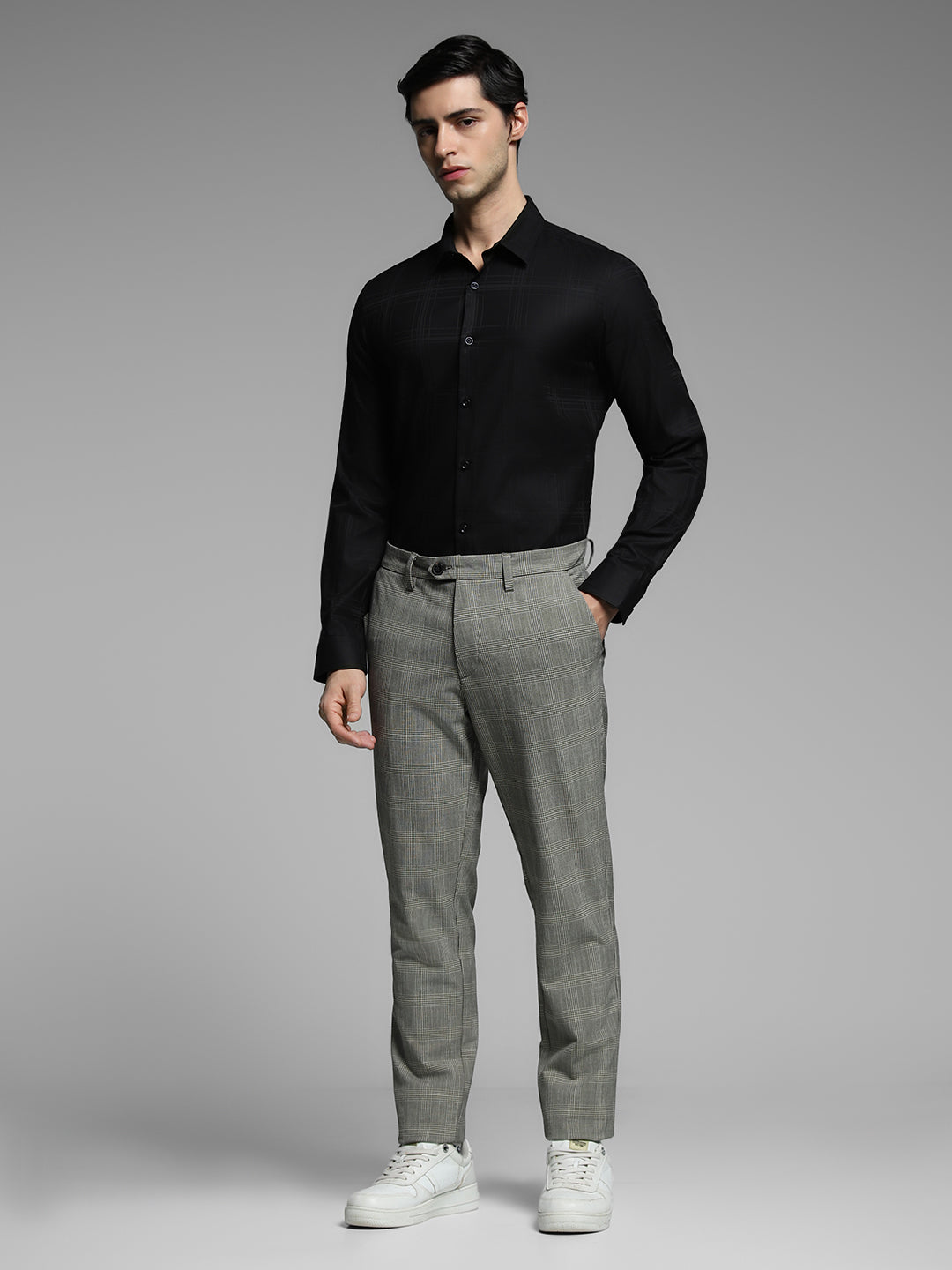 Black Check Print Cotton Shirt