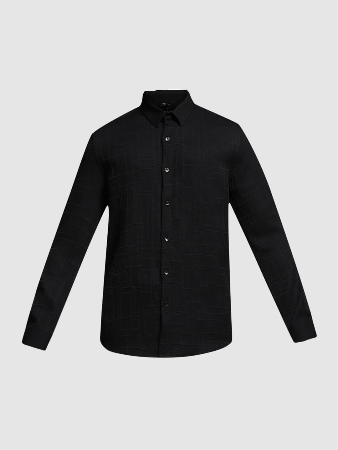 Black Full Sleeves Knitted Shirt