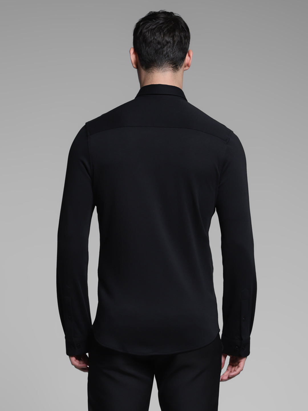 Black Cotton Knit Shirt