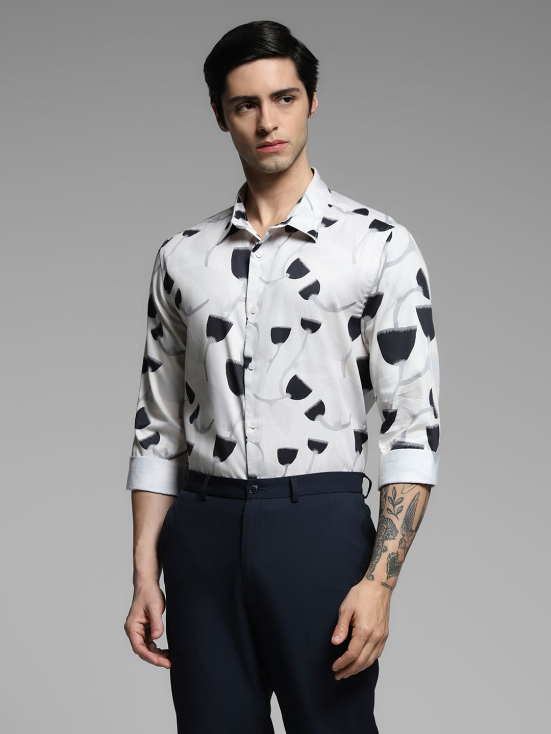 White Printed Cotton Shirt