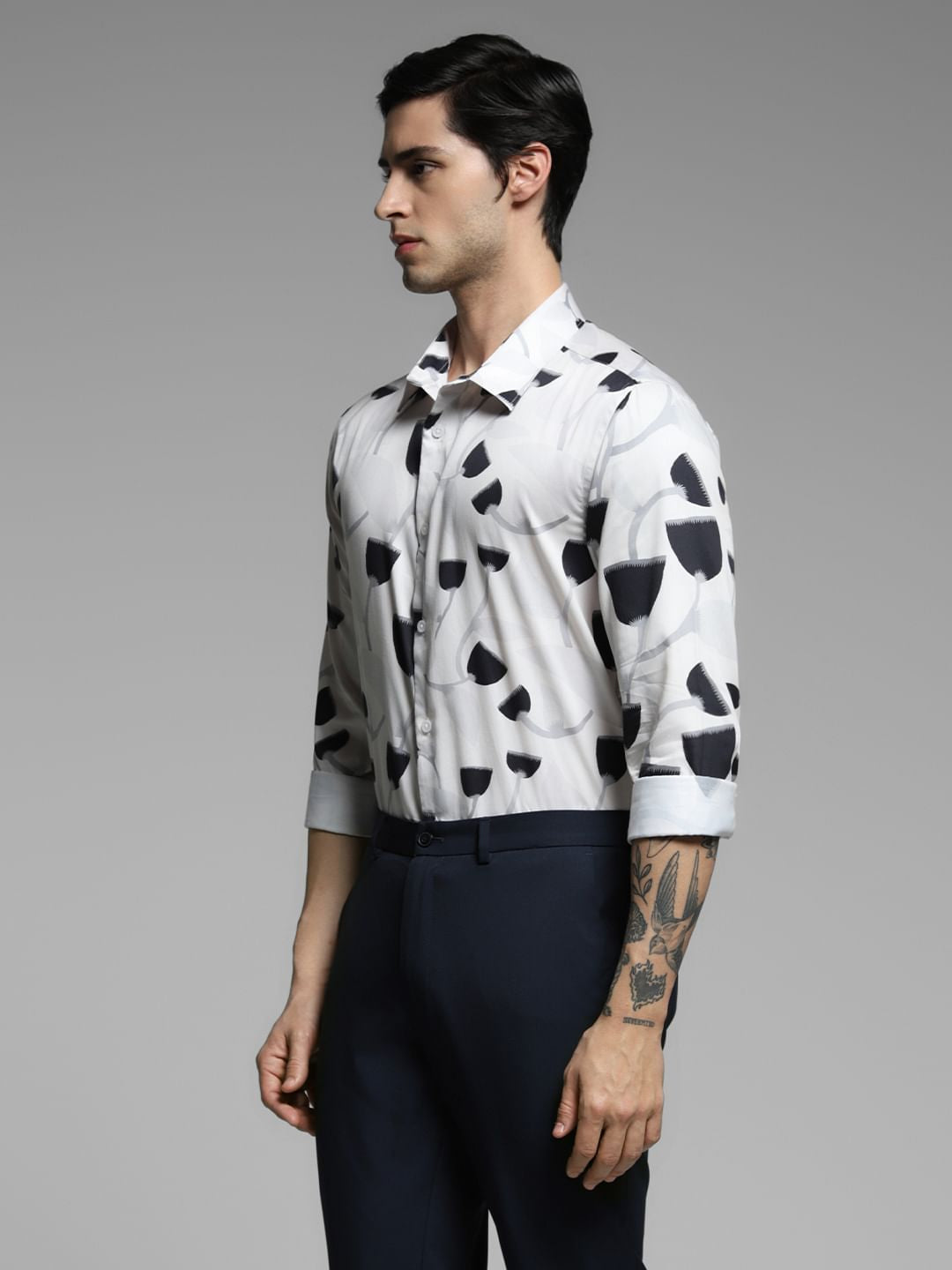 White Printed Cotton Shirt