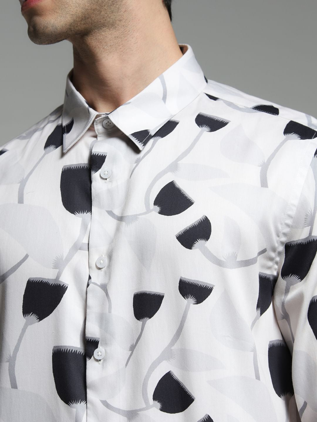 White Printed Cotton Shirt