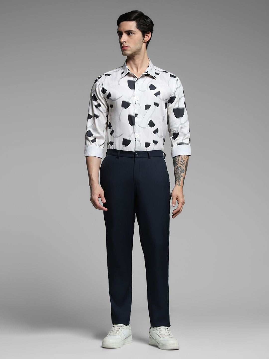 White Printed Cotton Shirt