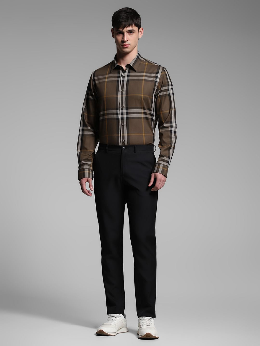 Brown Check Cotton Shirt