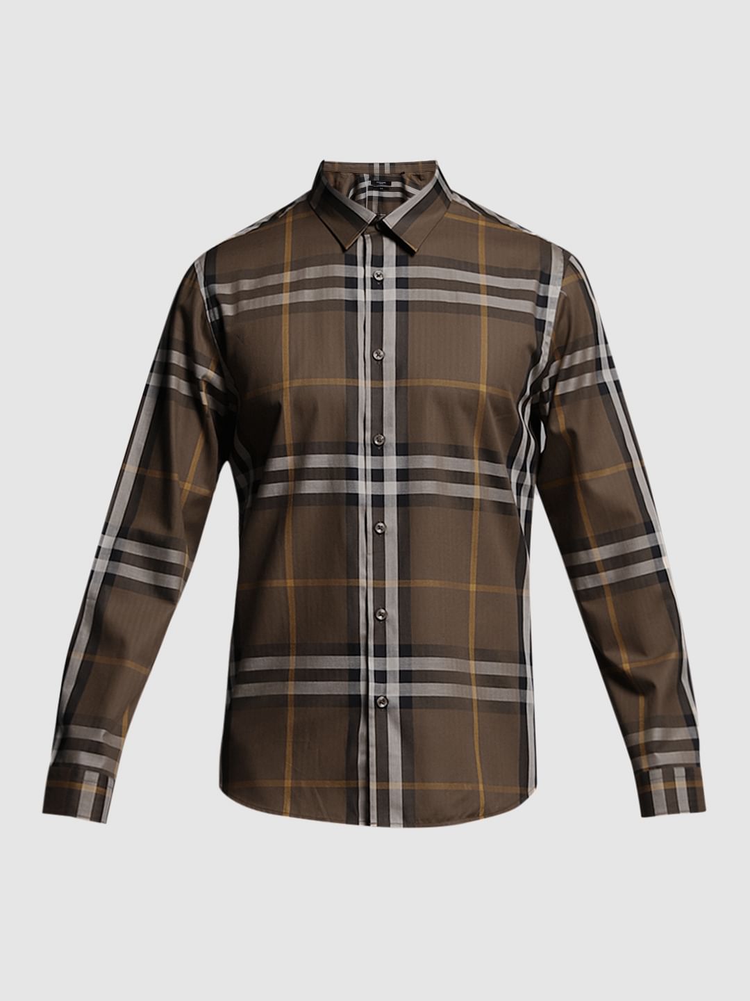 Brown Check Cotton Shirt