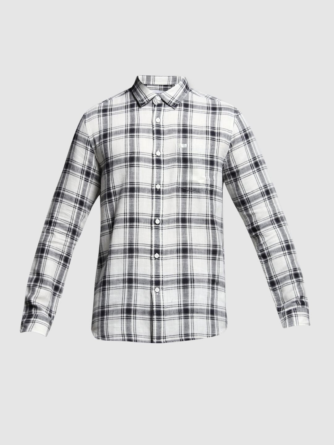 White Check Print Cotton Shirt