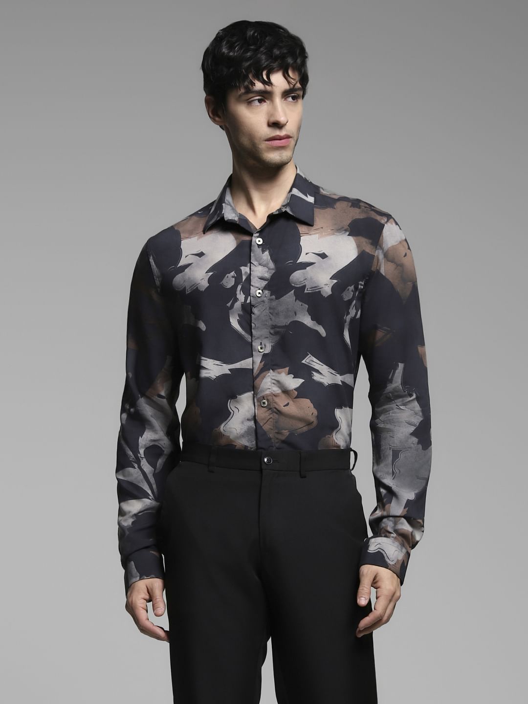 Black Printed Cotton Shirt