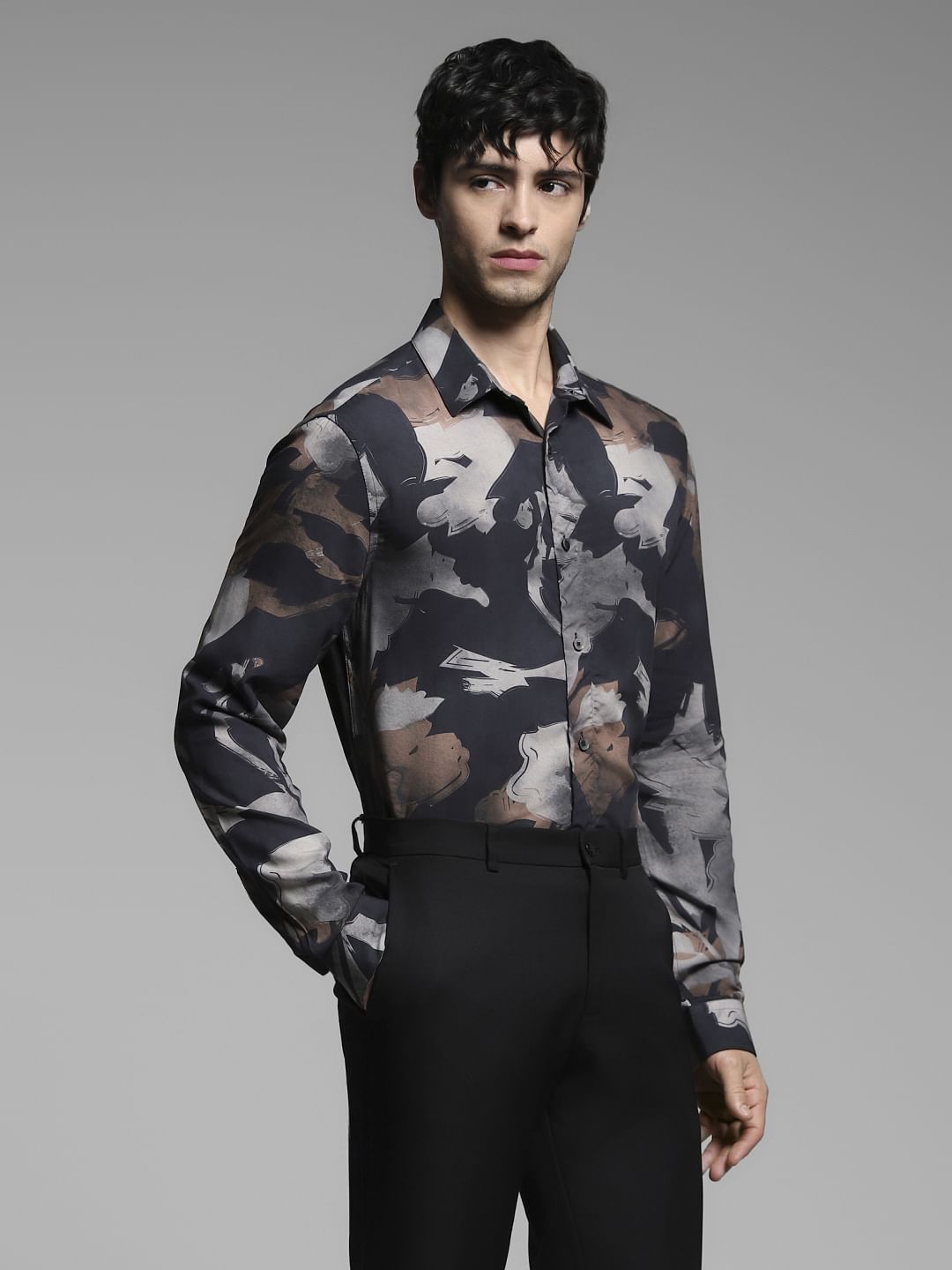 Black Printed Cotton Shirt