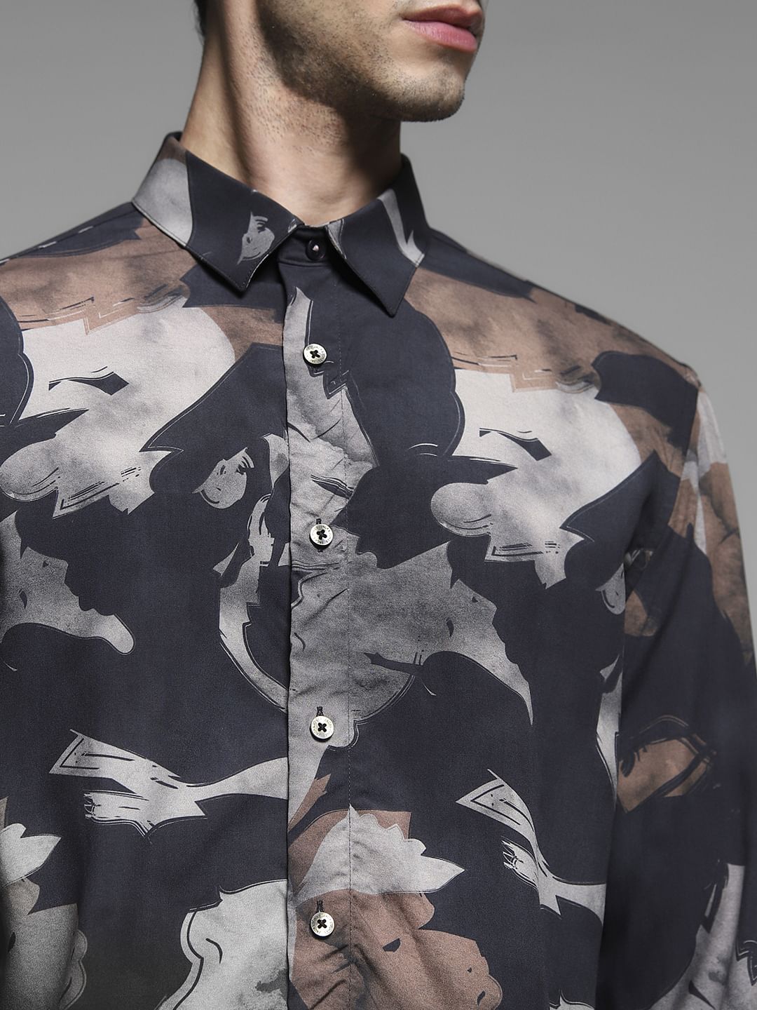 Black Printed Cotton Shirt
