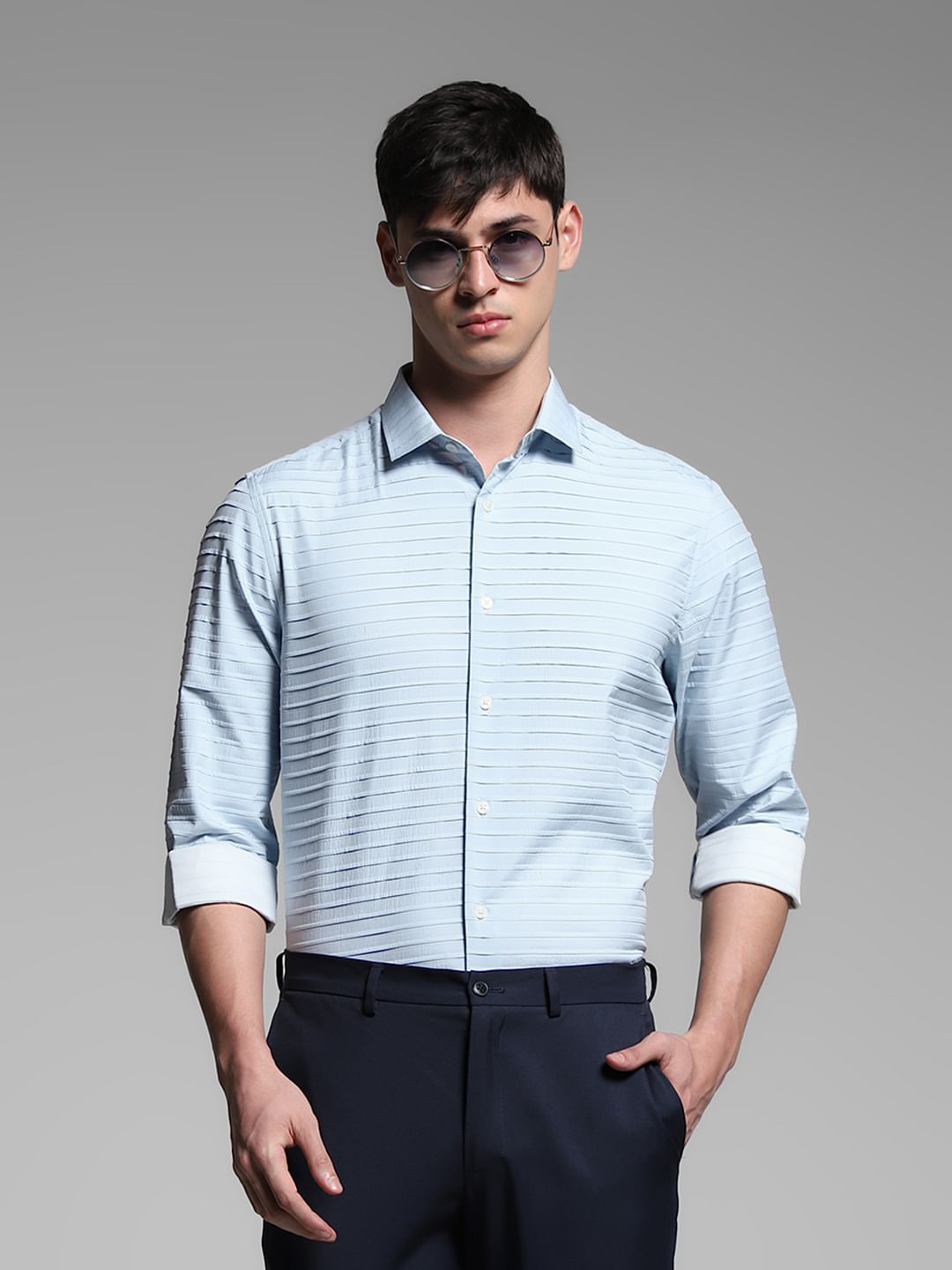 Light Blue Slim Fit Full Sleeves Shirt
