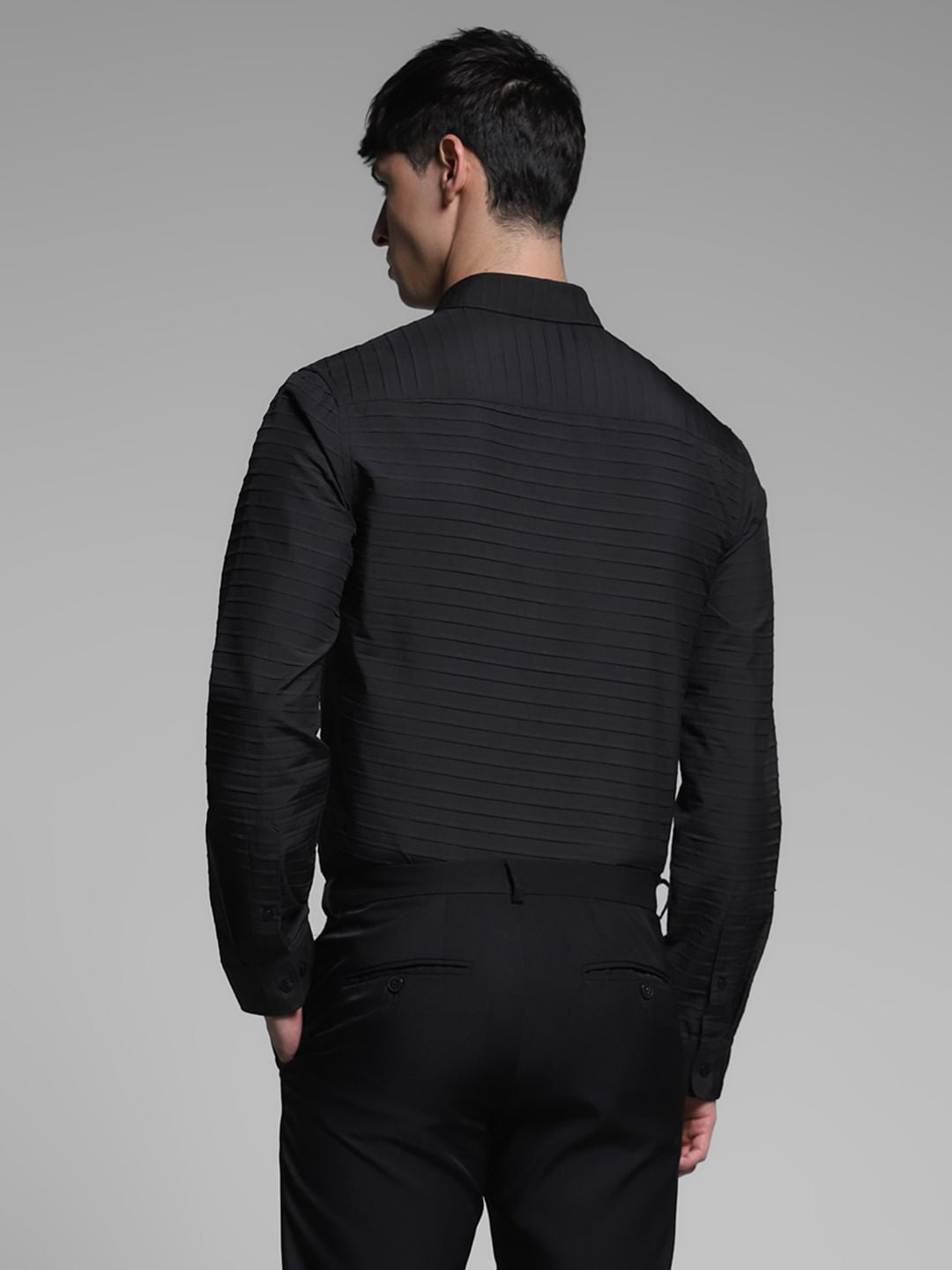 Black Slim Fit Full Sleeves Shirt