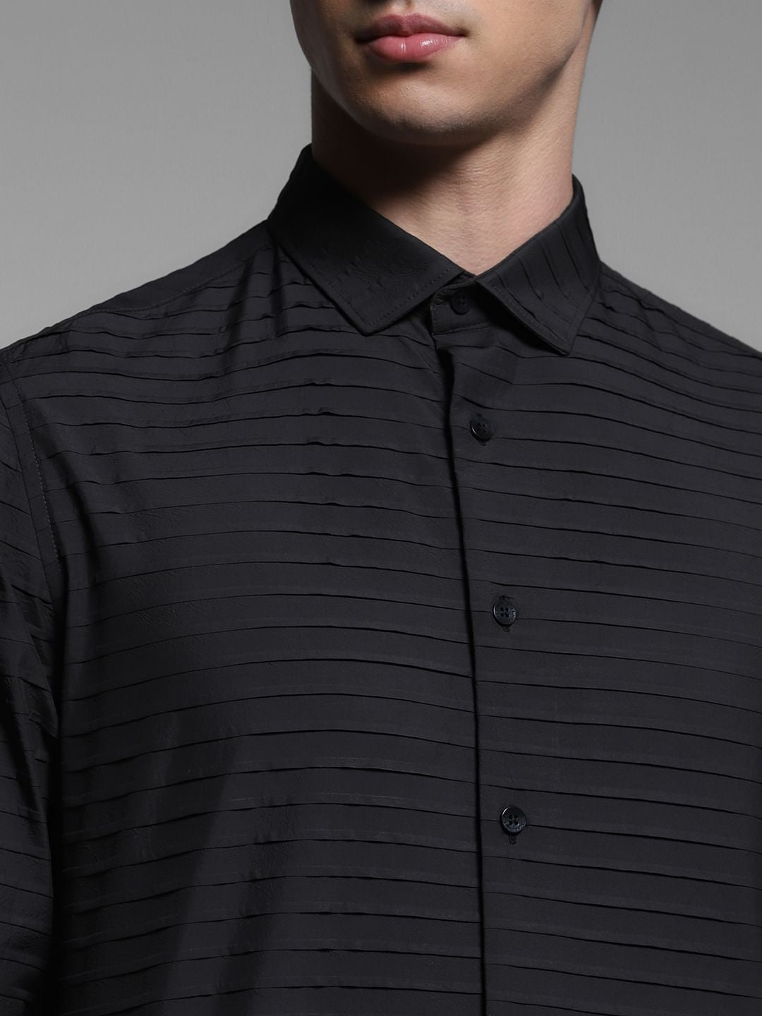 Black Slim Fit Full Sleeves Shirt