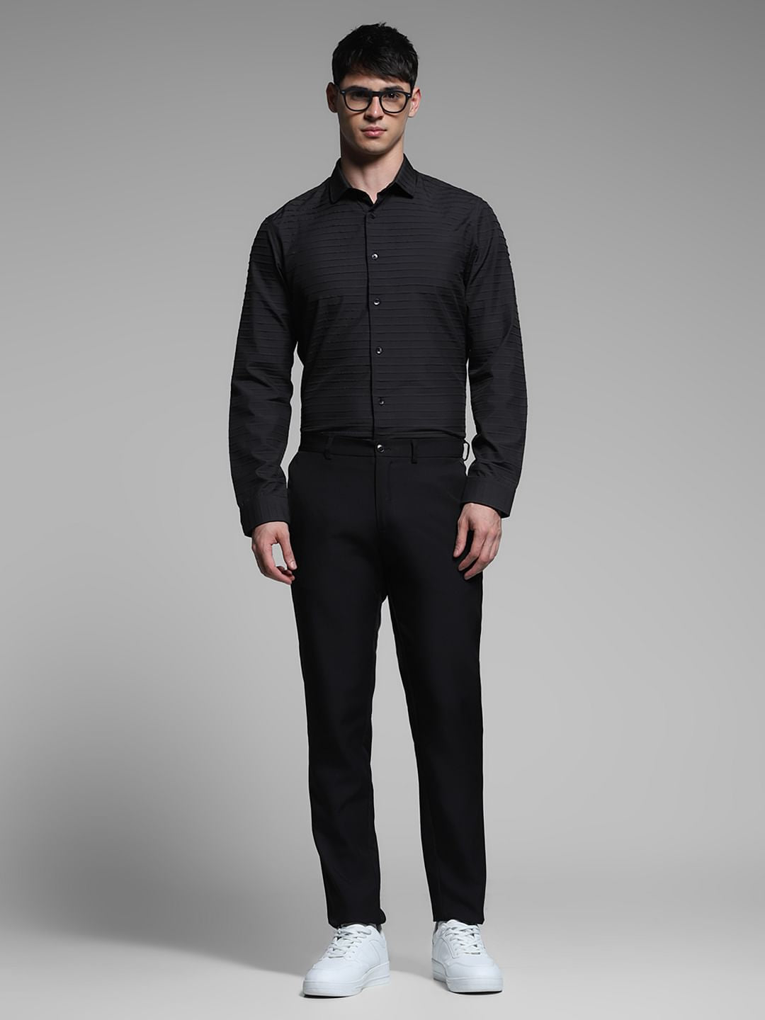 Black Slim Fit Full Sleeves Shirt