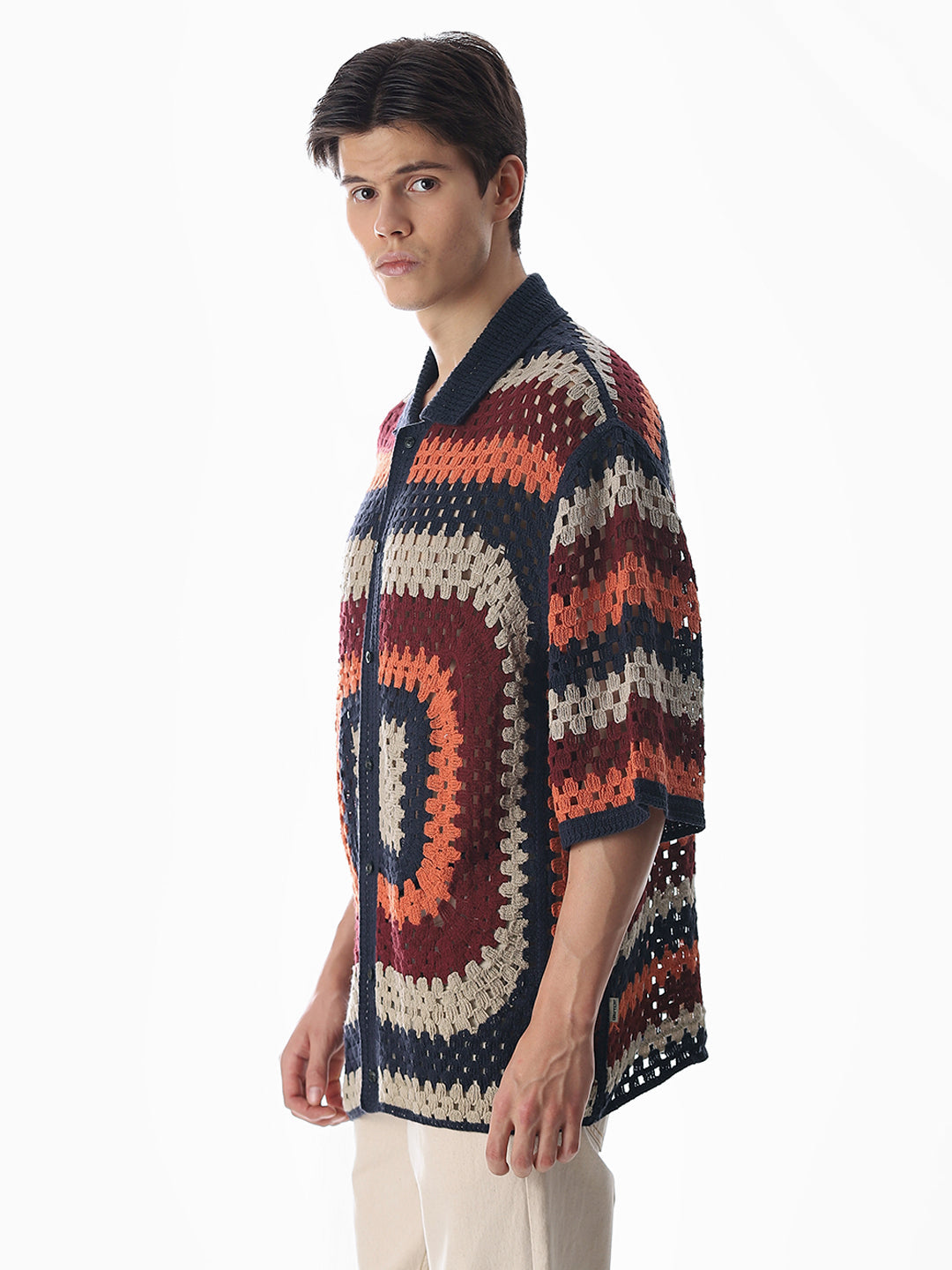 Multi-Colour Knitted Crochet Shirt