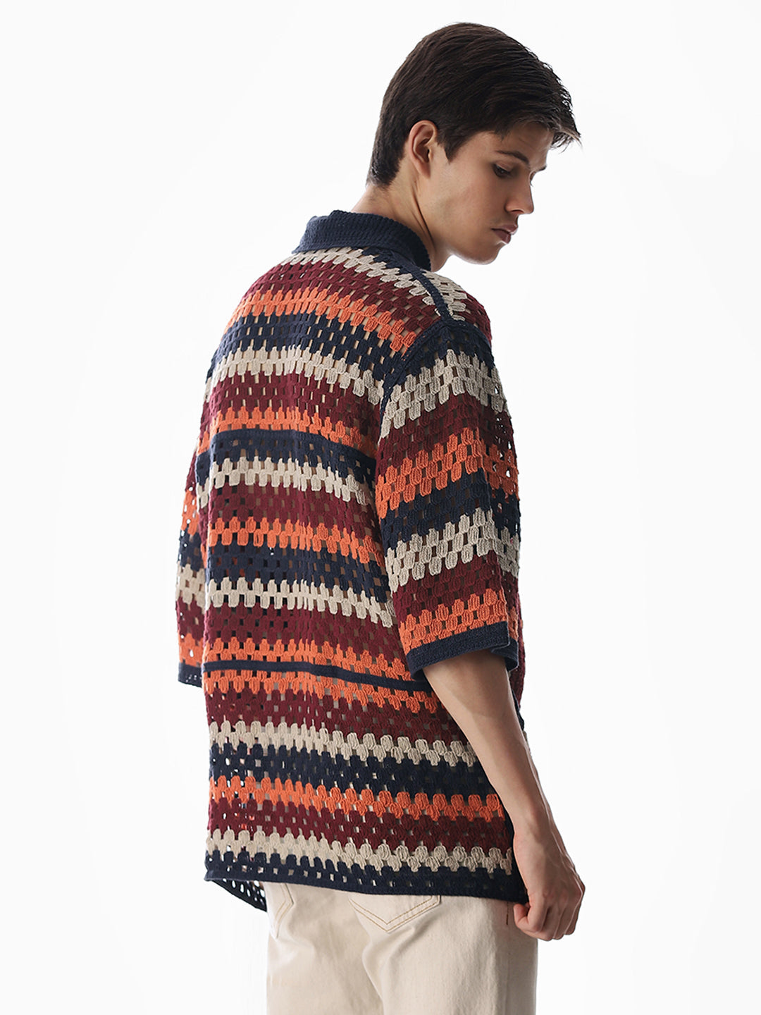 Multi-Colour Knitted Crochet Shirt