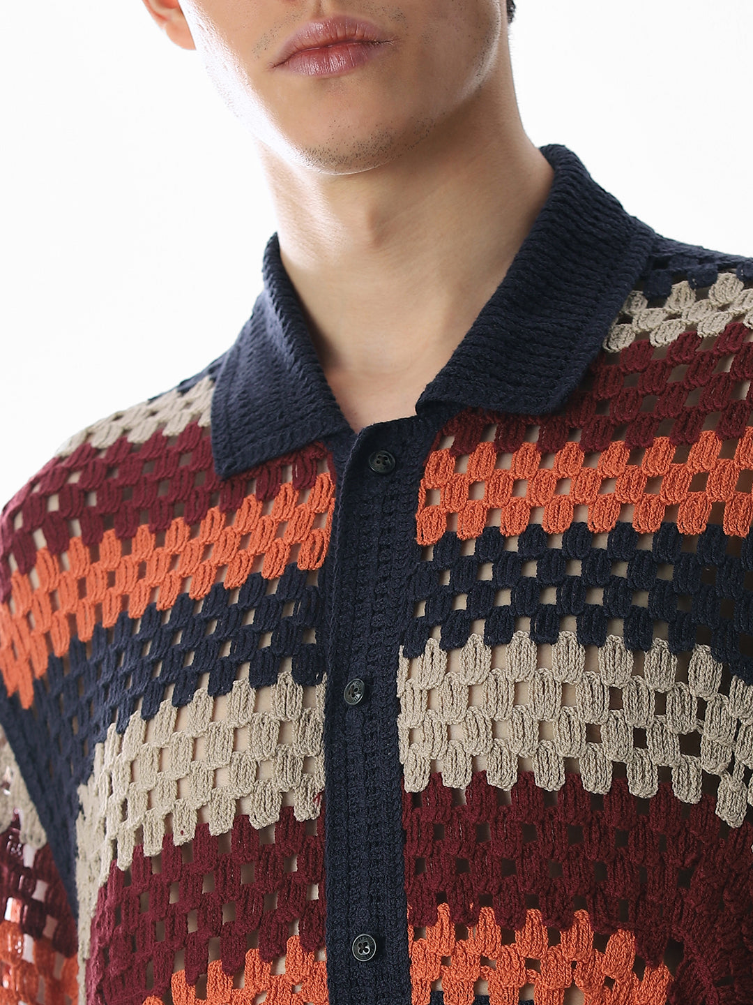 Multi-Colour Knitted Crochet Shirt