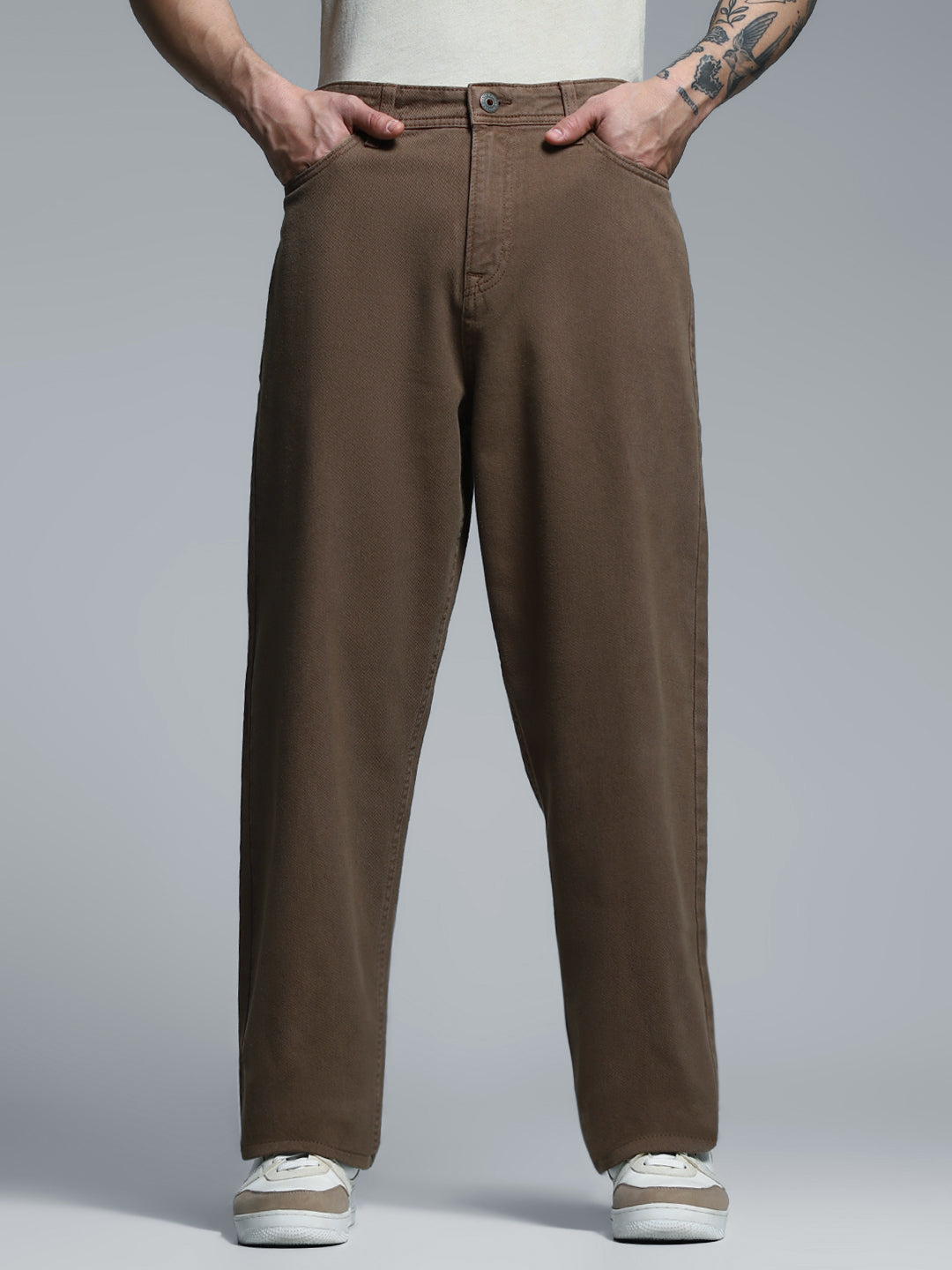 Dark Brown Mid Rise Pants