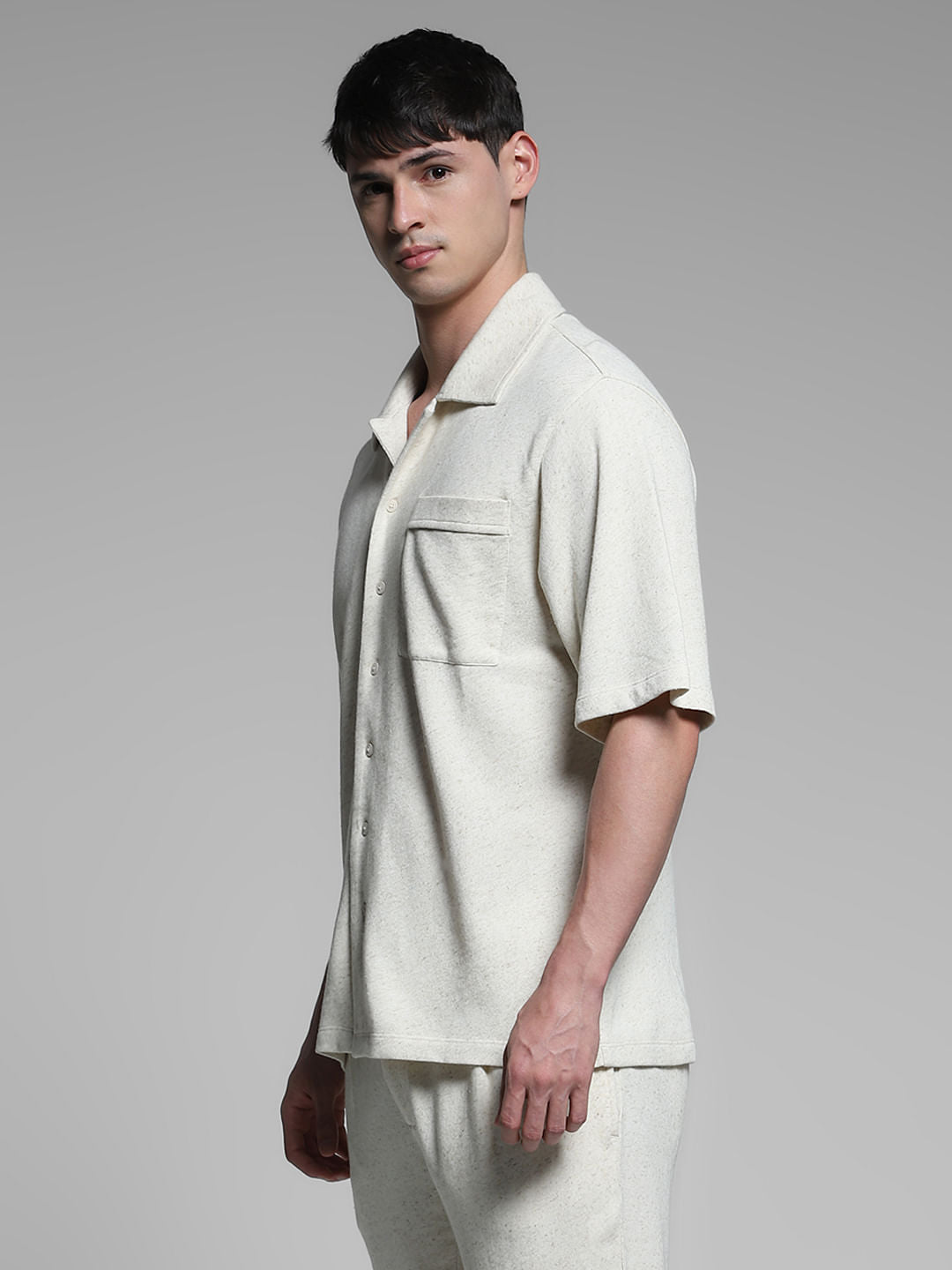 Off-White Cotton Co-ord Oversized Shirt