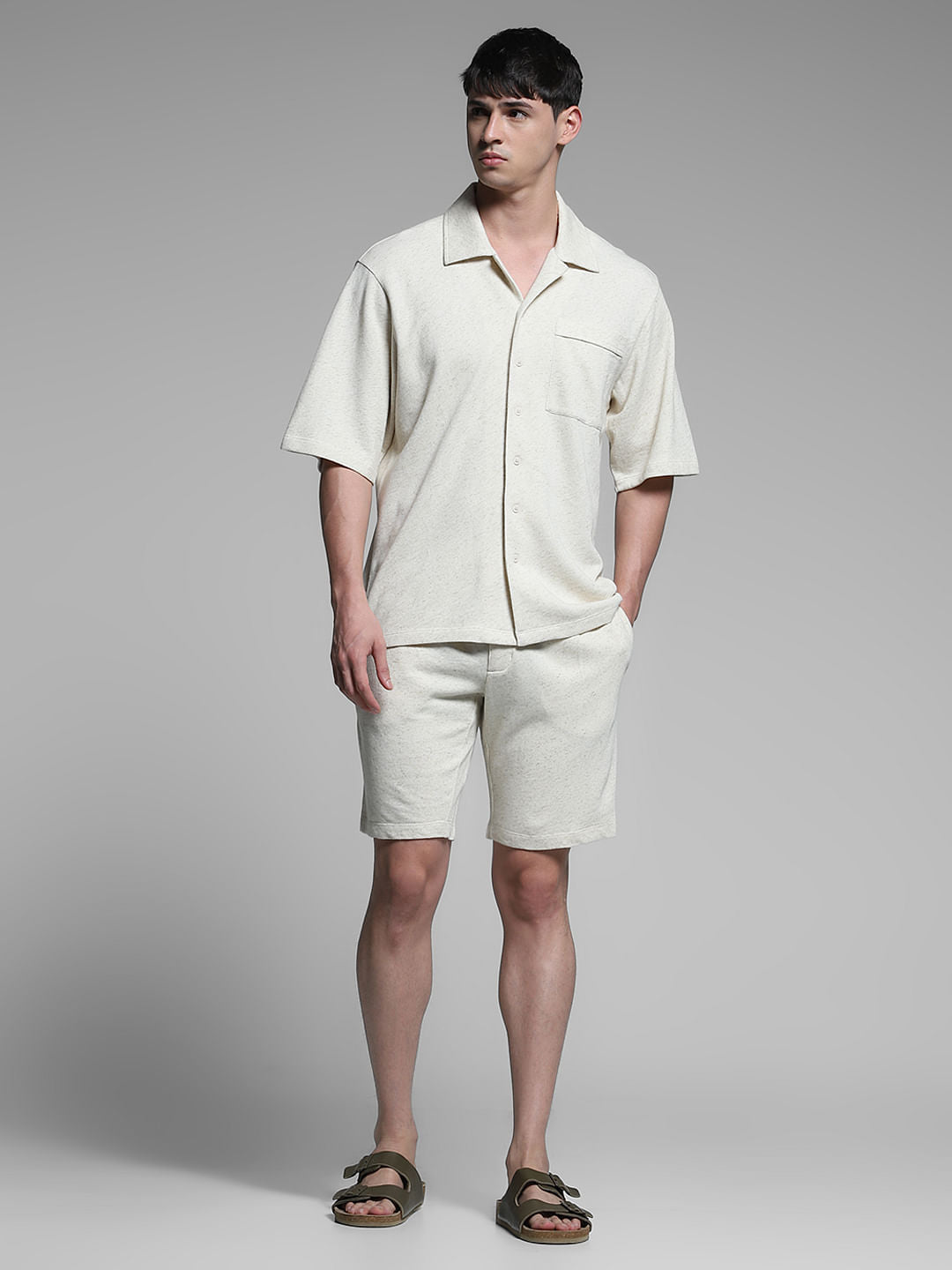 Off-White Cotton Co-ord Oversized Shirt