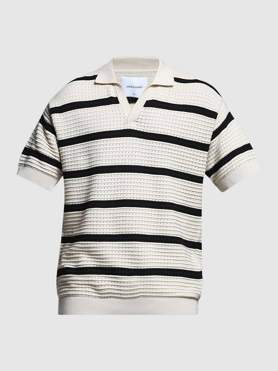 White Colourblocked Knit Polo