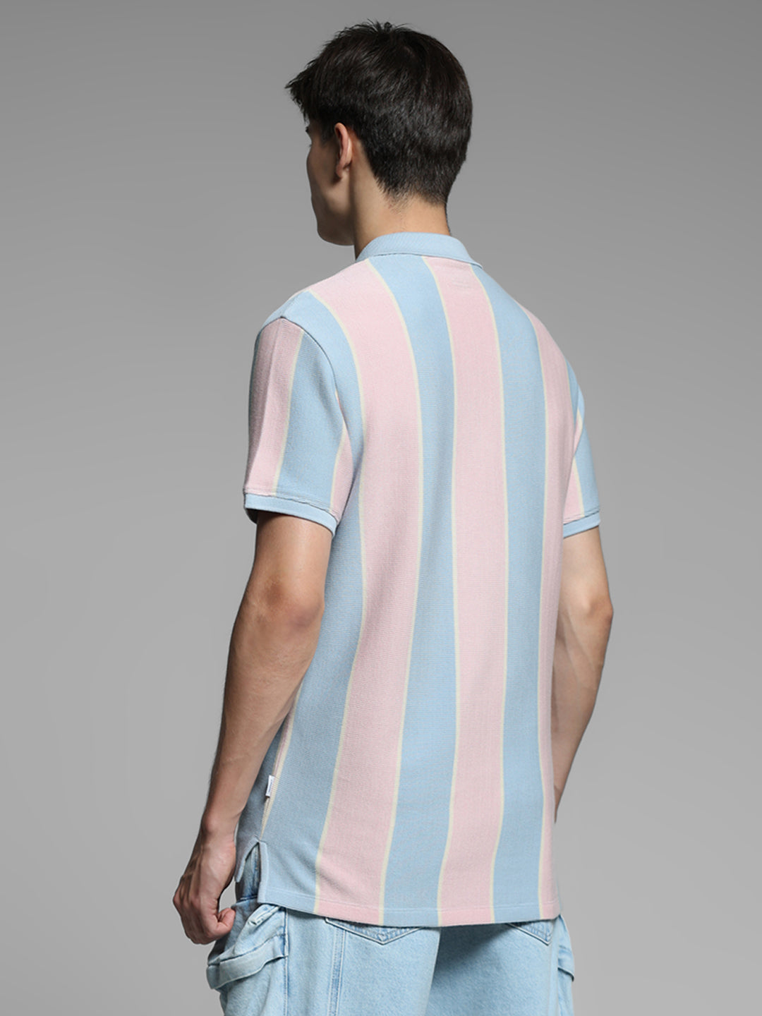 Pink Colourblocked Cotton Polo