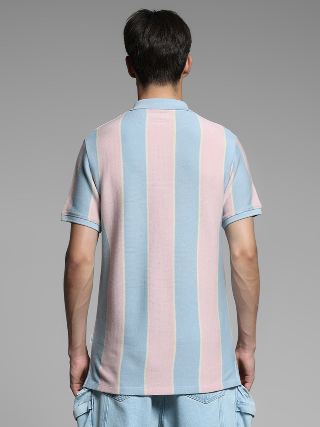 Pink Colourblocked Cotton Polo