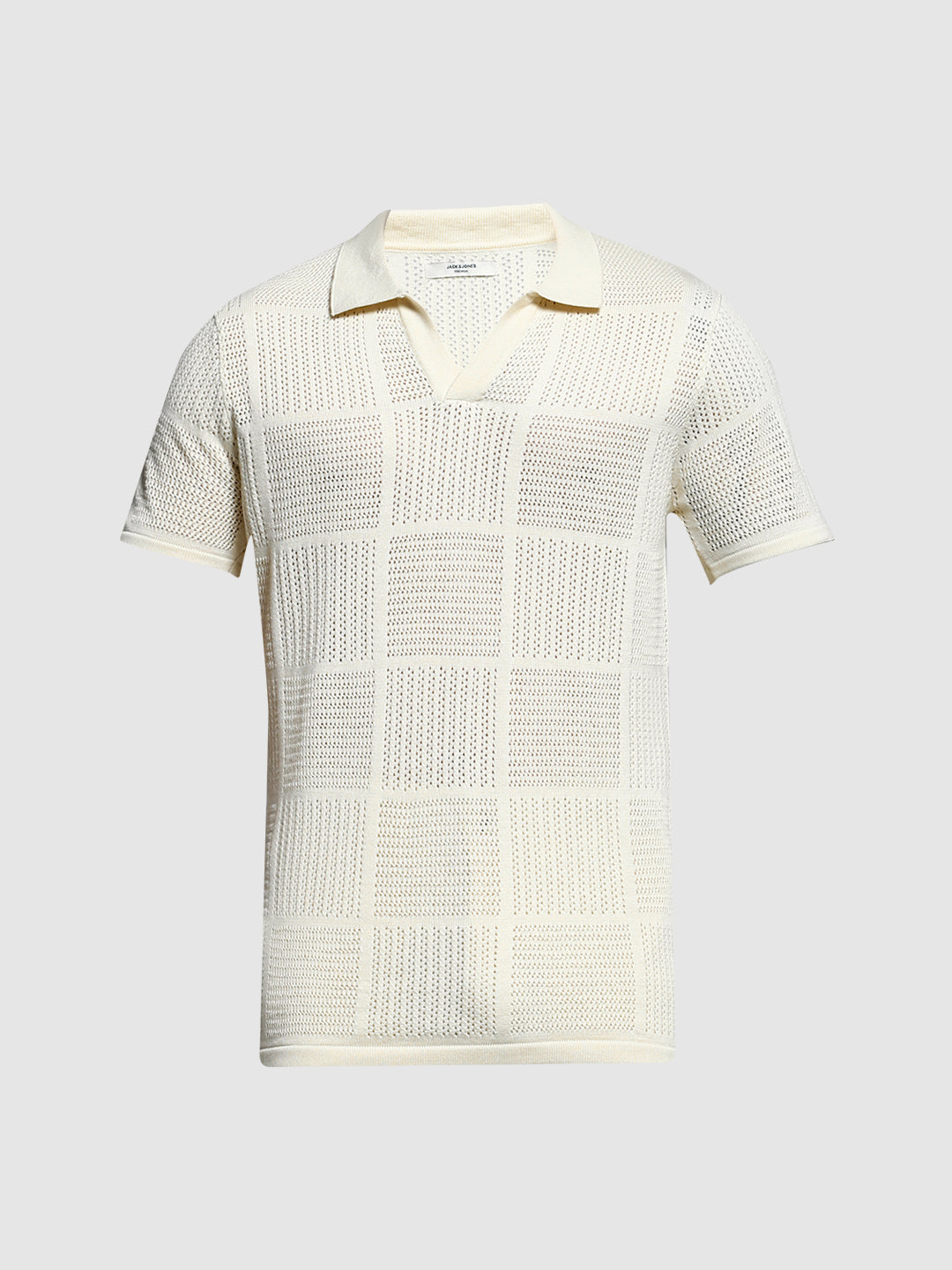 White Cotton Jacquard Polo