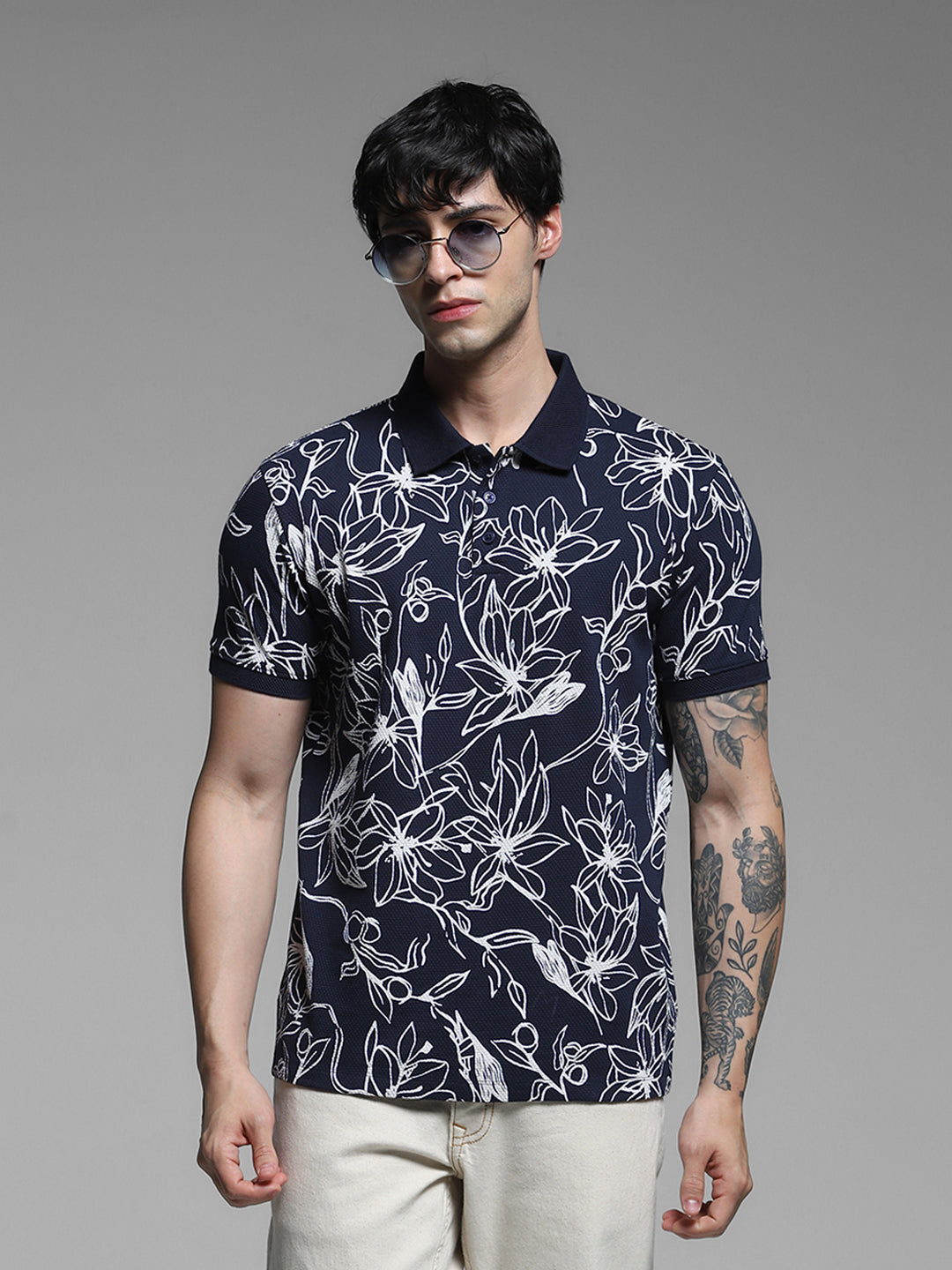 JACK&JONES Black Regular Fit All-Over Print T-Shirts