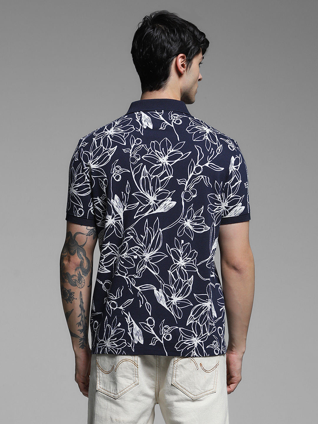 JACK&JONES Black Regular Fit All-Over Print T-Shirts