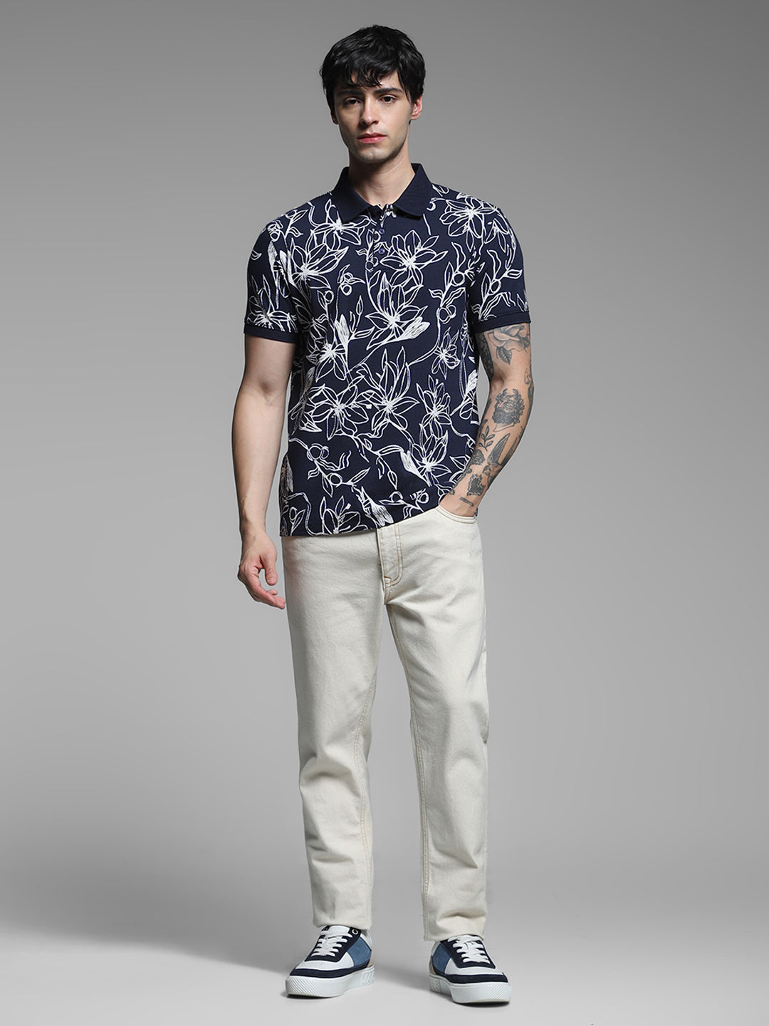 JACK&JONES Black Regular Fit All-Over Print T-Shirts