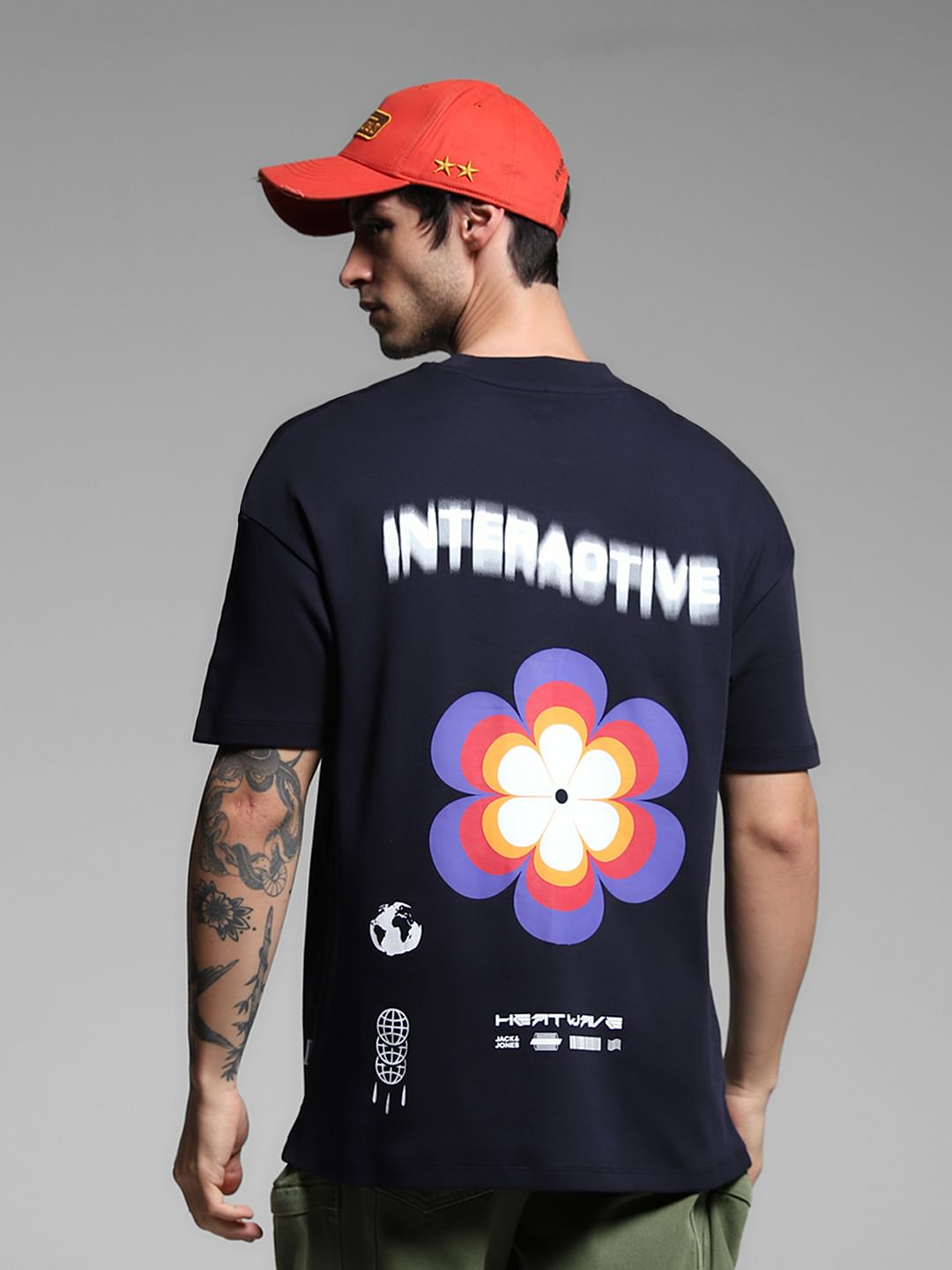 Blue Graphic Print Oversized T-shirt