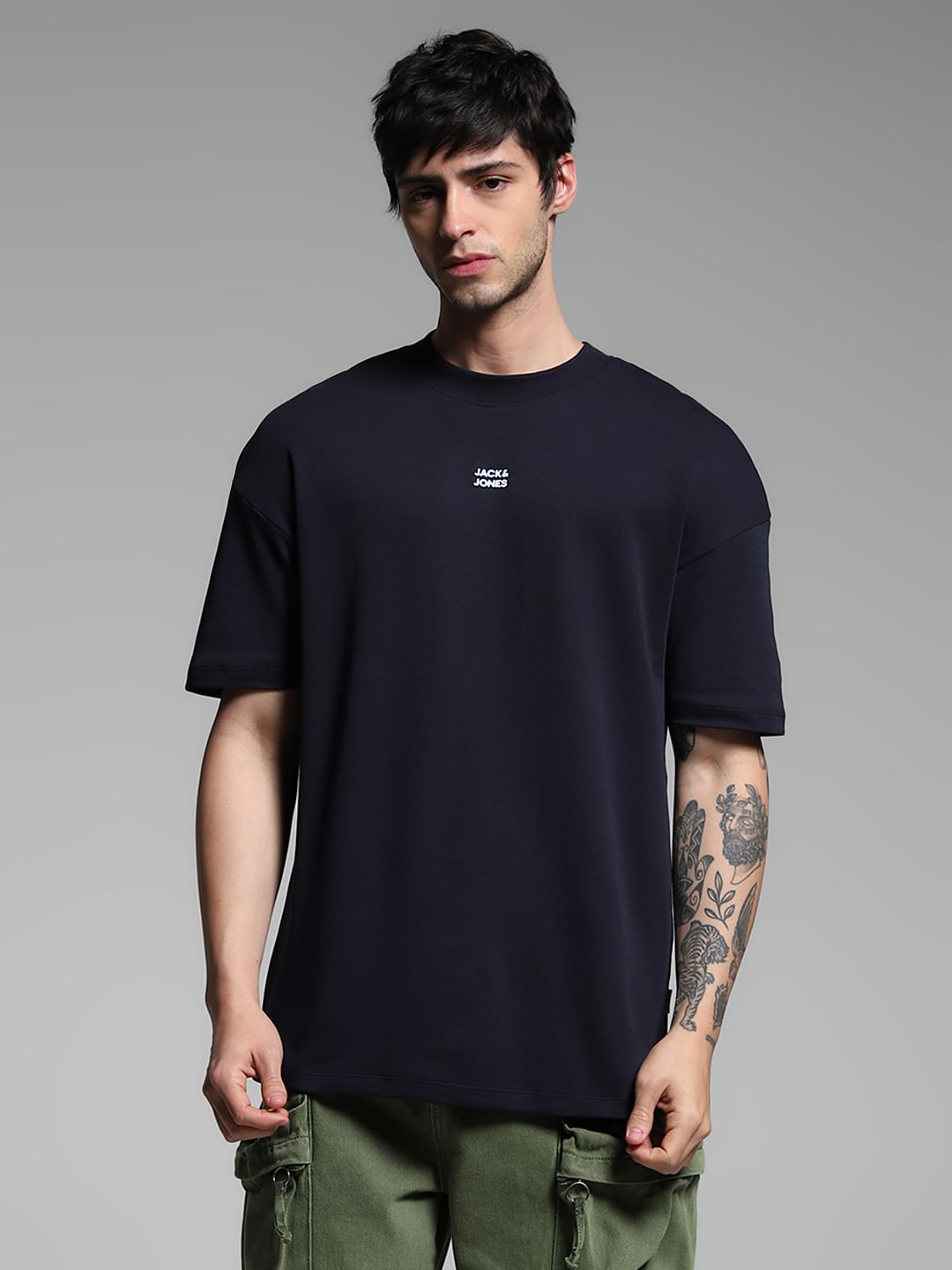 Blue Graphic Print Oversized T-shirt