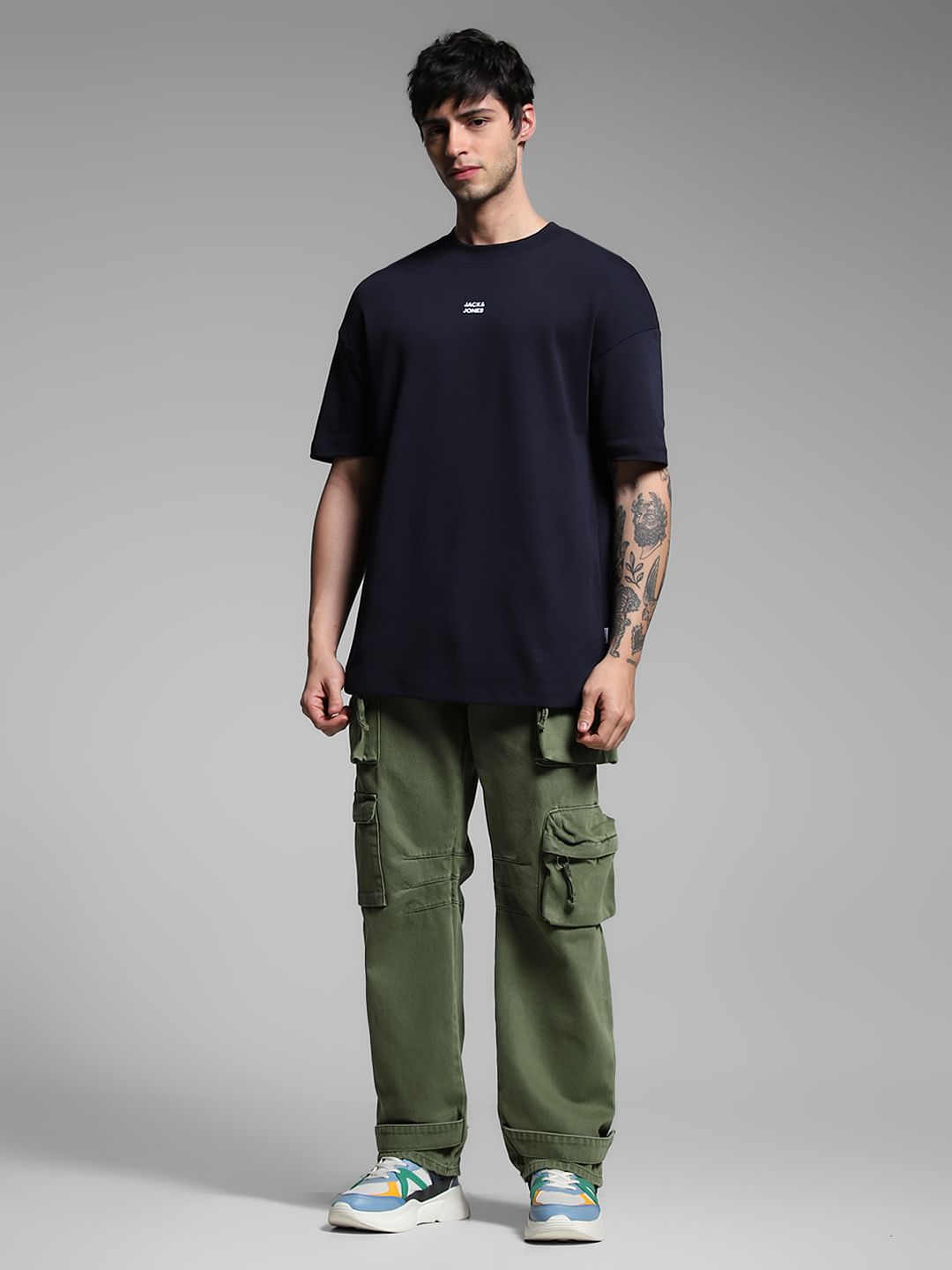 Blue Graphic Print Oversized T-shirt