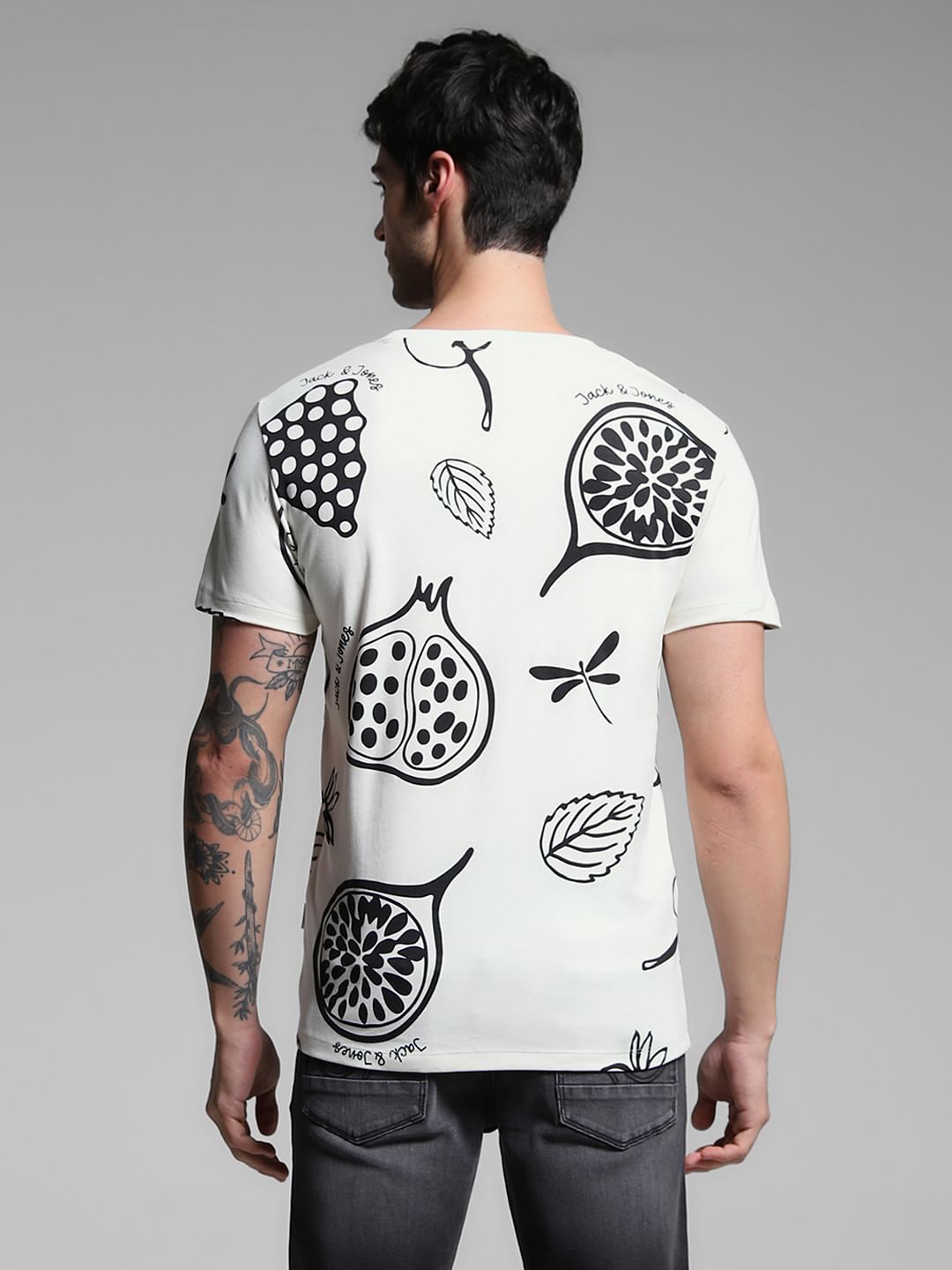 White Graphic Print Cotton T-shirt