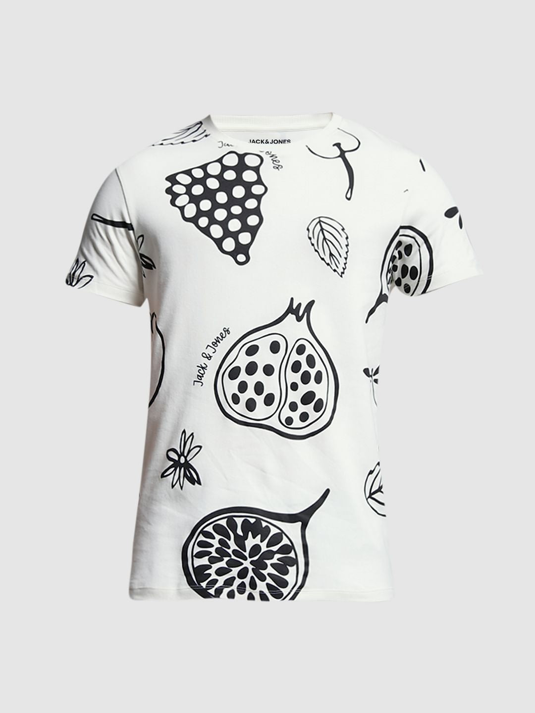 White Graphic Print Cotton T-shirt