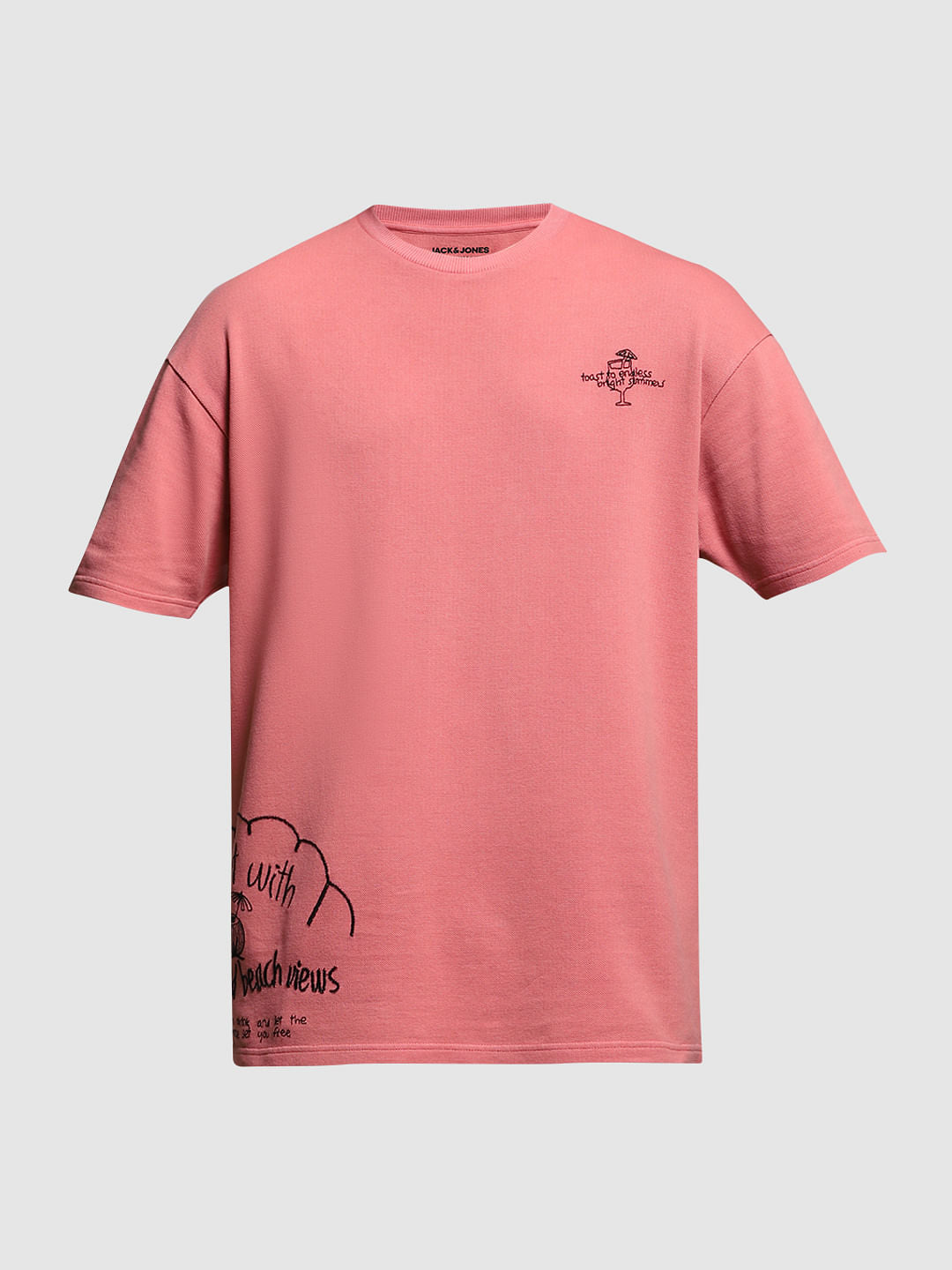 Shell Pink Printed Boxy Fit T-shirt