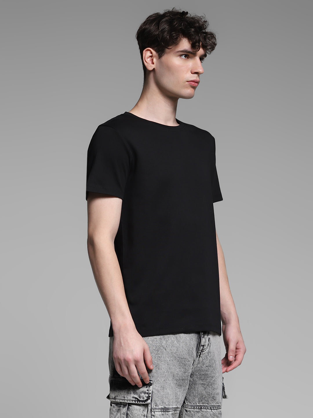 JACK&JONES Black Regular Fit Placement Print T-Shirts