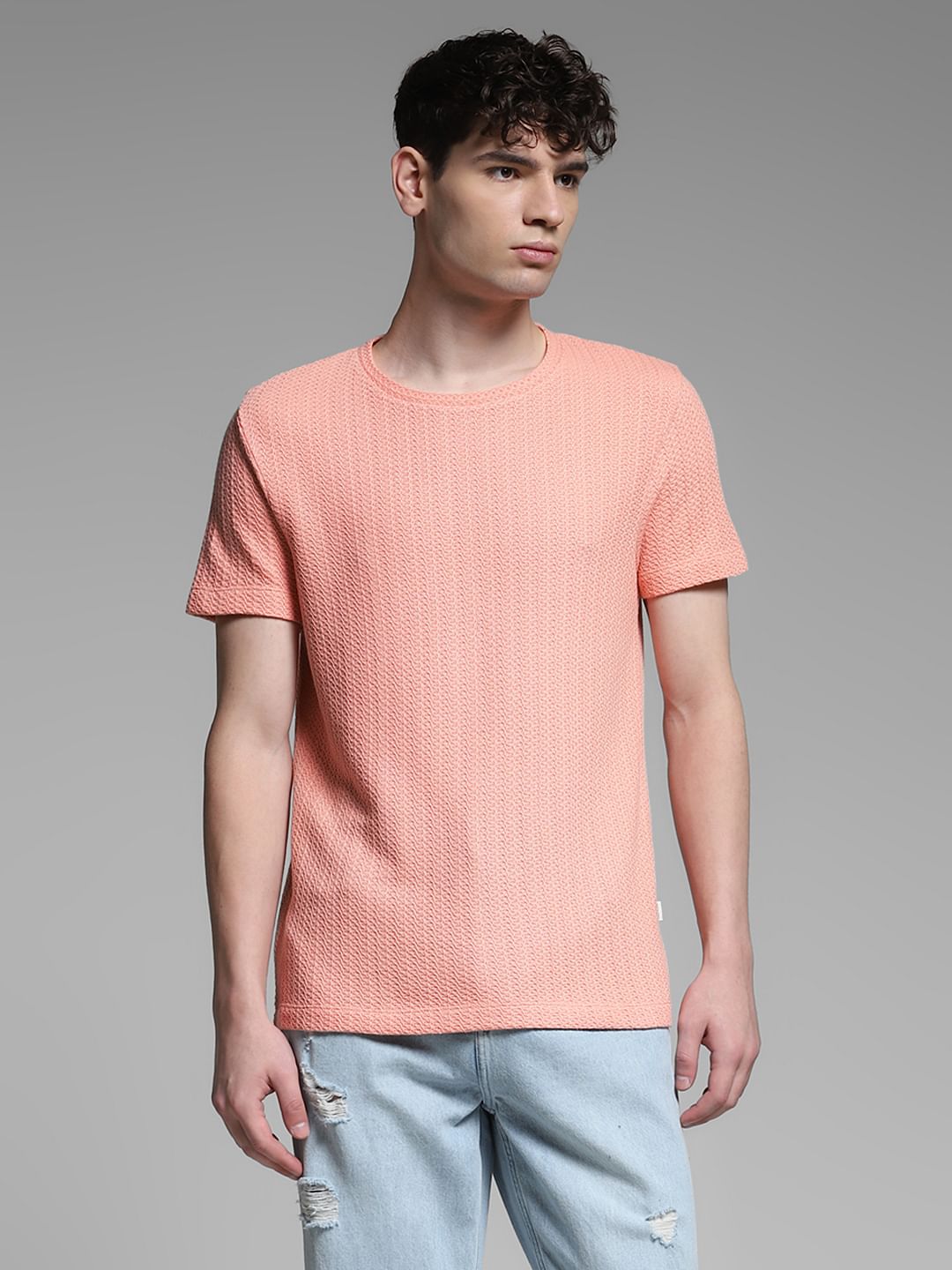 Coral Jacquard Crew Neck T-shirt